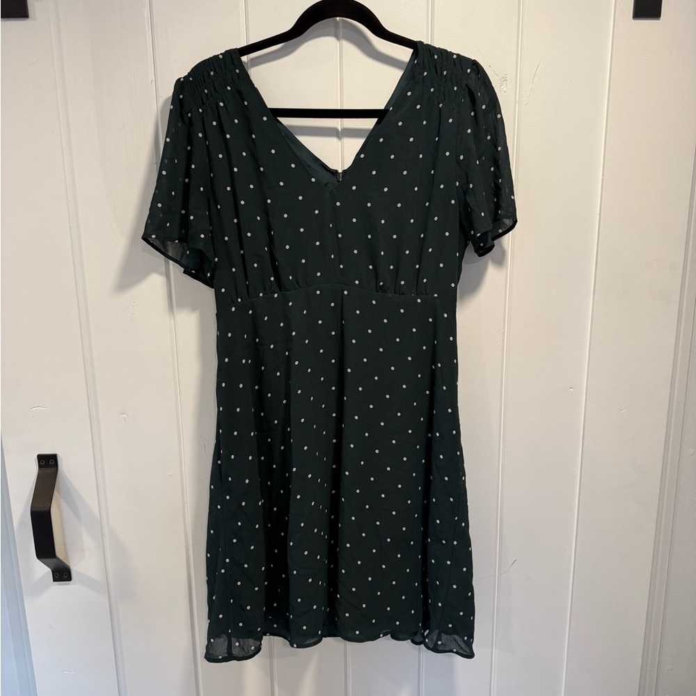 Madewell Green Flutter Sleeve V-Neck Sundress